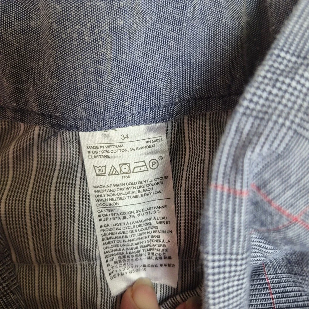 Banana Republic Aiden Club Short Mens‎ 34 Blue Plaid Cotton Spandex Slim Fit